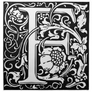 Letter F Medieval Monogram Art Nouveau Cloth Napkin