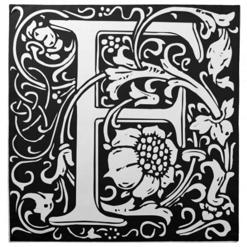 Letter F Medieval Monogram Art Nouveau Cloth Napkin
