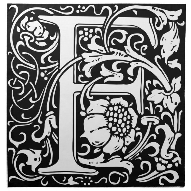 Letter F Medieval Monogram Art Nouveau Cloth Napkin (Front)