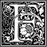 Letter F Medieval Monogram Art Nouveau Cutout<br><div class="desc">This initial F is part of a complete series of upper case William Morris inspired typography initials. The black and white lettering is highly decorative, styled after the fancy typography of the middle ages. Cute and trendy, this is a vintage chic monogram F - letter F- swirly F . Customize...</div>