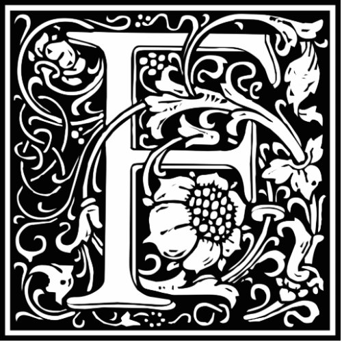 Letter F Medieval Monogram Art Nouveau Cutout