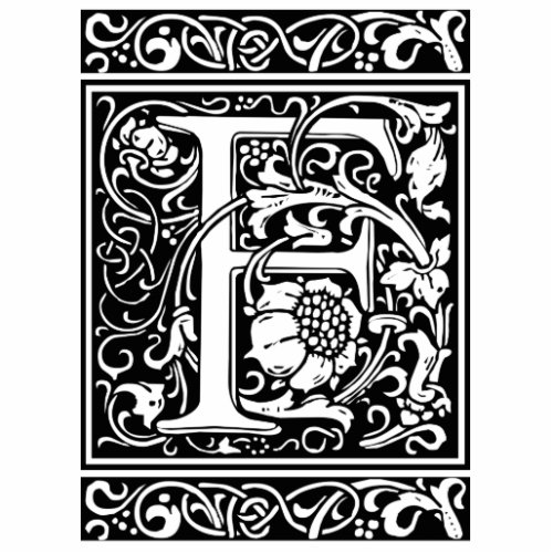 Letter F Medieval Monogram Art Nouveau Cutout