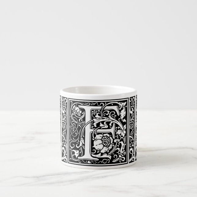 Letter F Medieval Monogram Art Nouveau Espresso Cup (Front)