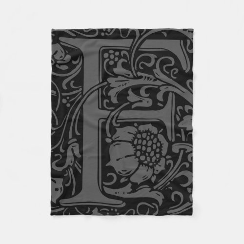 Letter F Medieval Monogram Art Nouveau Fleece Blanket