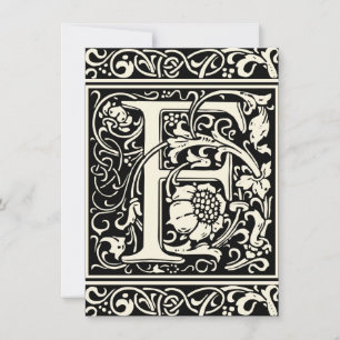 Letter F Medieval Monogram Art Nouveau Invitation