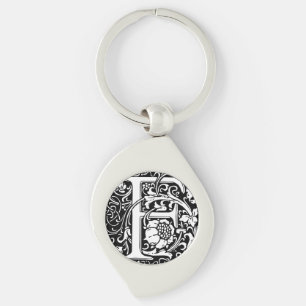 Letter F Medieval Monogram Art Nouveau Keychain