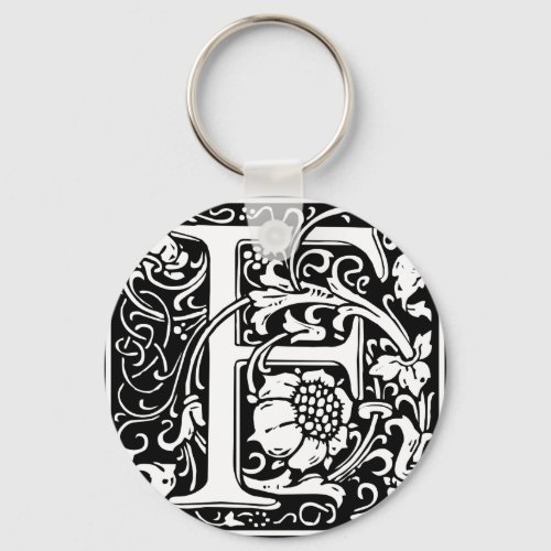 Letter F Medieval Monogram Art Nouveau Keychain