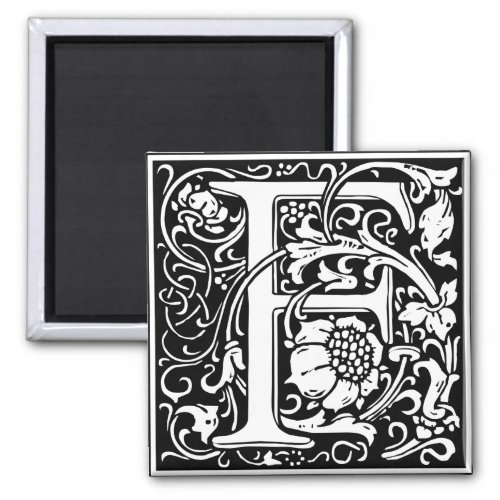 Letter F Medieval Monogram Art Nouveau Magnet
