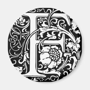 Letter F Medieval Monogram Art Nouveau Magnet