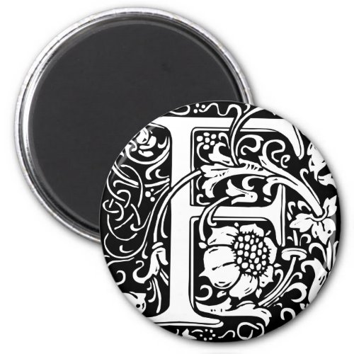 Letter F Medieval Monogram Art Nouveau Magnet