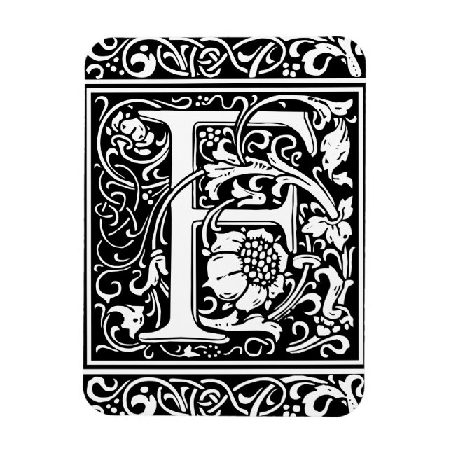 Letter F Medieval Monogram Art Nouveau Magnet (Vertical)