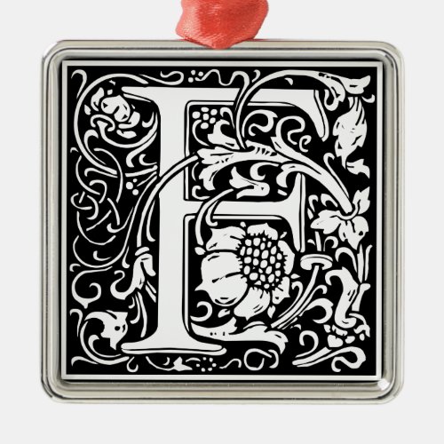 Letter F Medieval Monogram Art Nouveau Metal Ornament