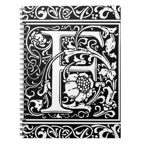 Letter F Medieval Monogram Art Nouveau Notebook