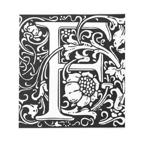 Letter F Medieval Monogram Art Nouveau Notepad