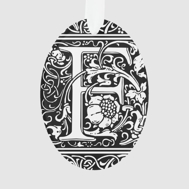 Letter F Medieval Monogram Art Nouveau Ornament (Back)