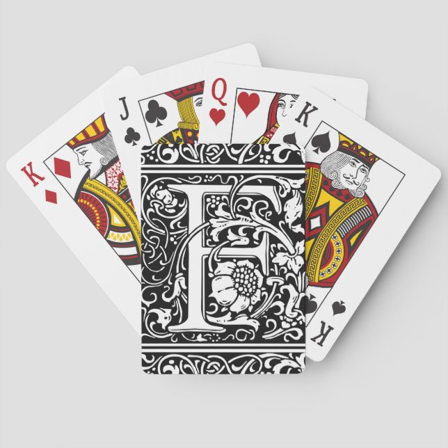 Letter F Medieval Monogram Art Nouveau Poker Cards (Back)
