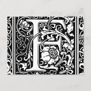 Letter F Medieval Monogram Art Nouveau Postcard