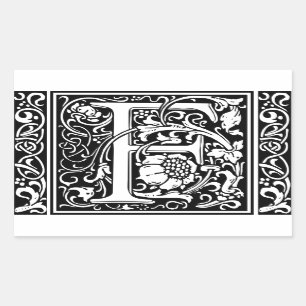 Letter F Medieval Monogram Art Nouveau Rectangular Sticker
