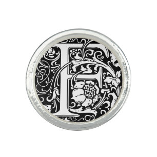 Letter F Medieval Monogram Art Nouveau Ring