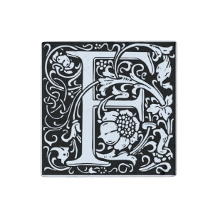 Letter F Medieval Monogram Art Nouveau Stone Magnet