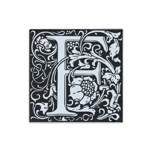 Letter F Medieval Monogram Art Nouveau Stone Magnet (First Magnet)
