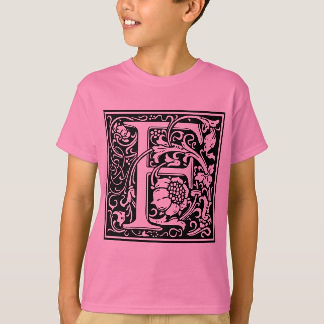 Letter F Medieval Monogram Art Nouveau T-Shirt (Front)
