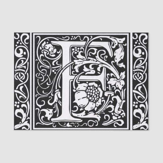 Letter F Medieval Monogram Art Nouveau Tissue Paper (Front)