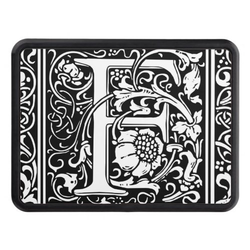 Letter F Medieval Monogram Art Nouveau Tow Hitch Cover