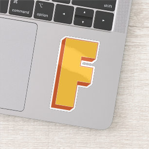 Letter F Monogram, Bold 3D Type Font Initial  Sticker