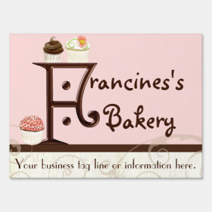 Letter F Monogram Dessert Bakery Business Signage