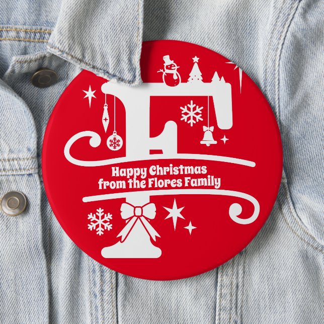 Letter F Monogram Initial Family Name Greeting   Button (In Situ)