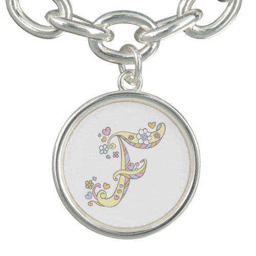 Letter F monogram whimsical charm Charm Bracelet