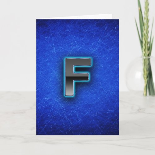 Letter F  neon blue edition Card