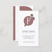 Letter F Pale Red Cloud Monogram Business Card (Front/Back)