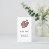 Letter F Pale Red Cloud Monogram Business Card (Standing Front)
