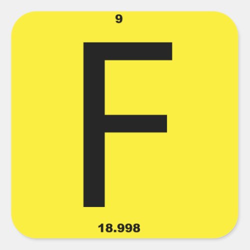 Letter F periodic table Square Sticker
