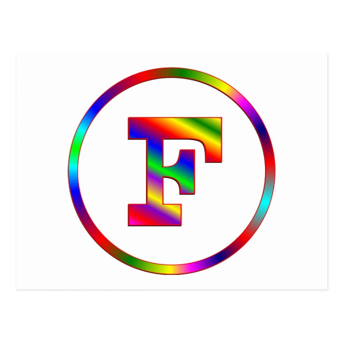 Letter F Rainbow Post Cards