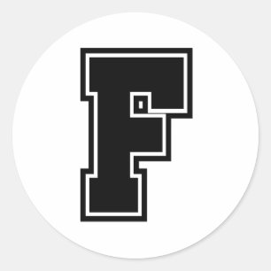 Letter F sporty college font alphabet Classic Round Sticker