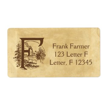 Letter F Steamboat Vintage Aged Paper Label by camcguire at Zazzle