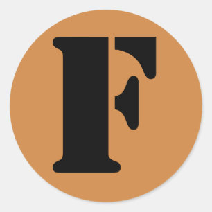 Letter F Stencil Alphabet by Janz Peru Gold Classic Round Sticker