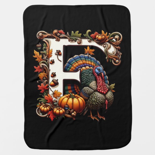 Letter f Thanksgiving gift style  Baby Blanket (Front)
