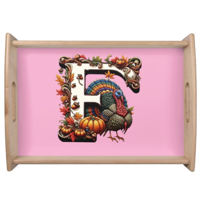 Letter f Thanksgiving gift style  Serving Tray (Front)