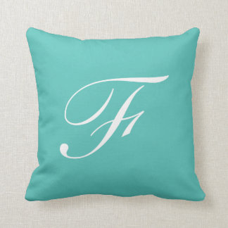 Letter F Turquoise Monogram Pillow