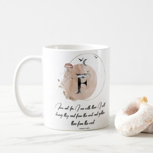 Letter F watercolor bible quote mug