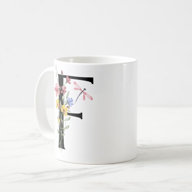 Letter F with flowers Coffee Mug (Front Left)