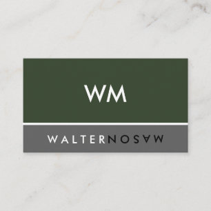 Letter Flip Monogram Company Dark Green Business Card