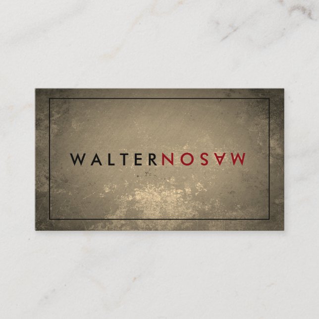 Letter Flip Rustic with Border Business Card (Front)