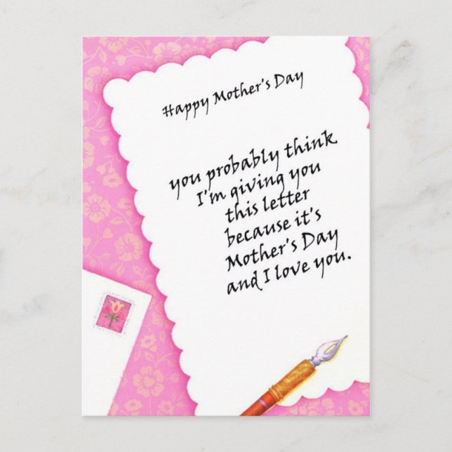 Letter for my Mom Postcard (Front)