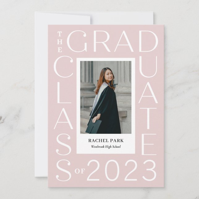 Letter Frame Editable Color Graduation Invitation (Front)