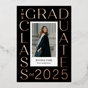 Letter Frame Foil Graduation Announcement Invite